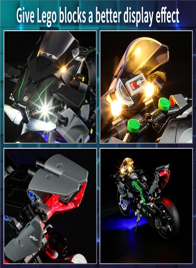 Vaodest مصباح LED من Vaodest لمجموعة Lego 42170 Technic Kawasaki Ninja H2R Motorcycle، تصميم وتكوين متوافق مع الموديل 42170 (مصباح LED فقط، وليس مجموعة مكعبات البناء). - Image 5